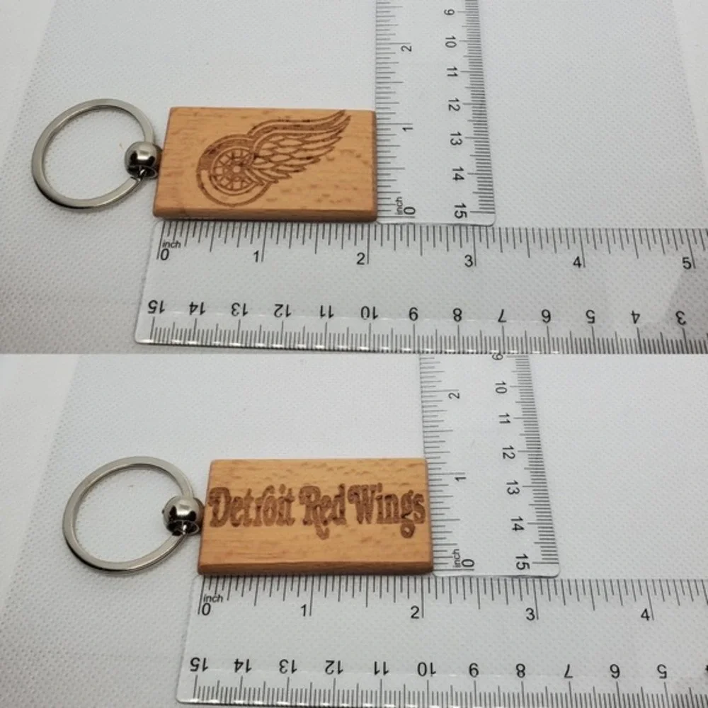 DETROIT‎ RED WINGS HOCKEY one custom wood keychain laser burned